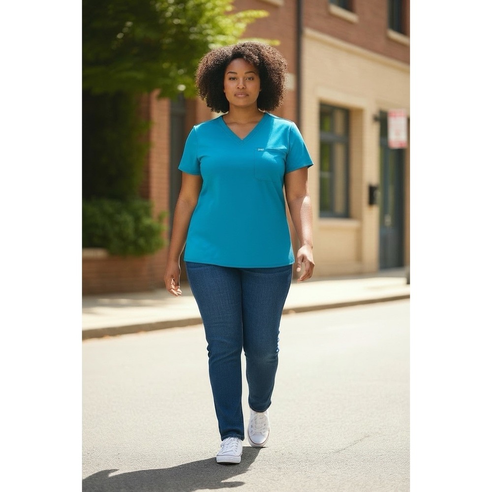 FIGS Teal Scrub Top 3XL Technical Collection V-Neck Pocket